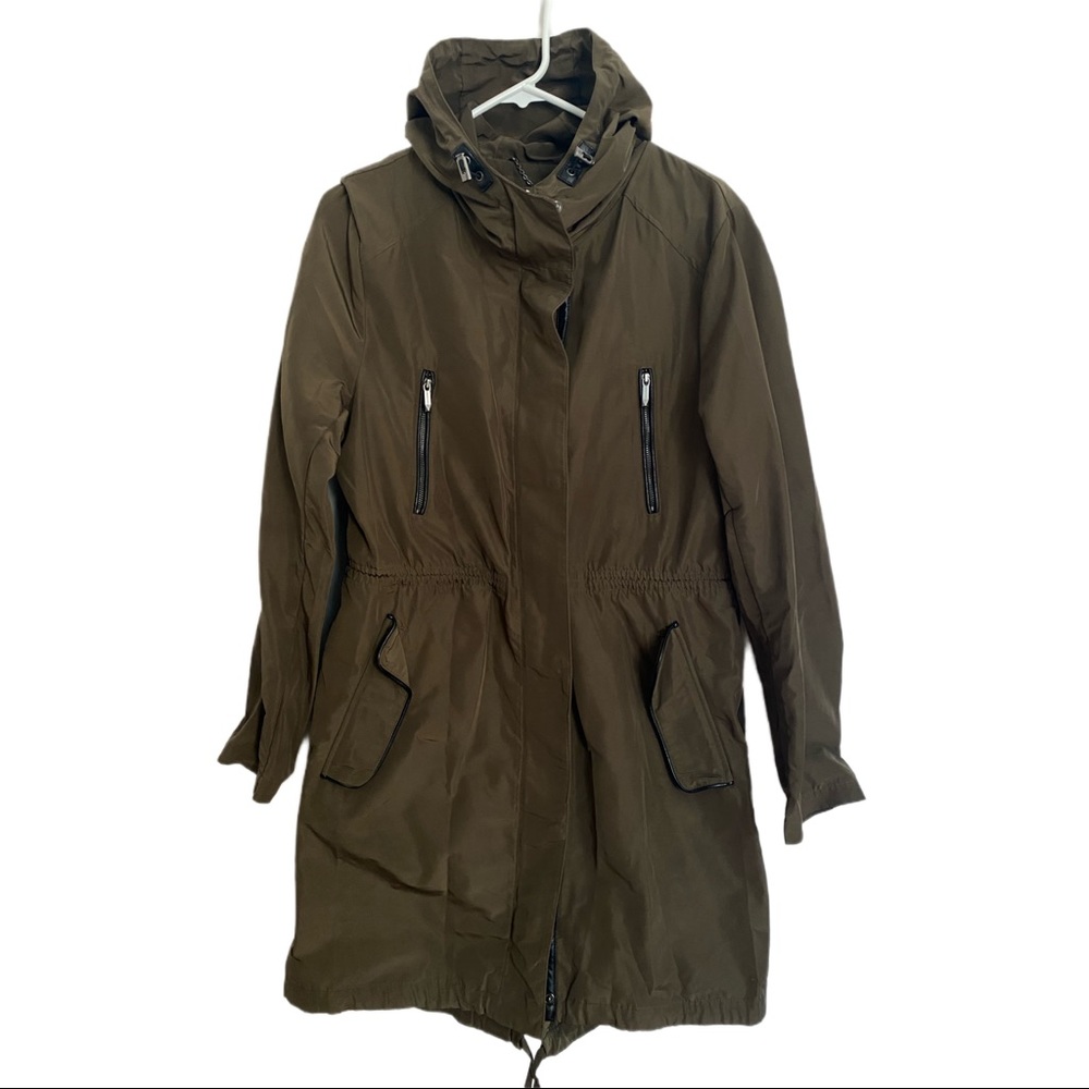 BCBGMaxAzria Olive Green Utility Jacket with Hood